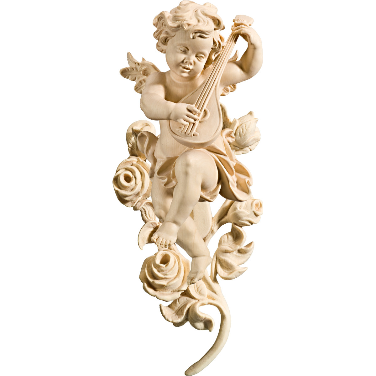 Ángel Bergland con mandolina con rosas